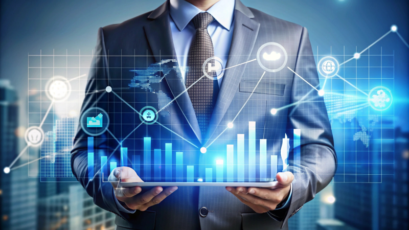 w 800 businessman holding tablet with financial growth chart